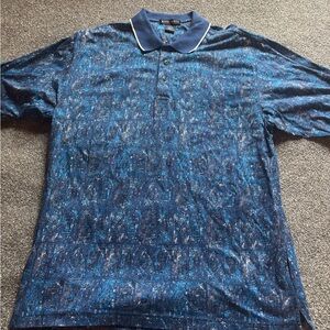 Men’s Sz large vintage Nike golf top Blue geometric Patterned Polo Shirt